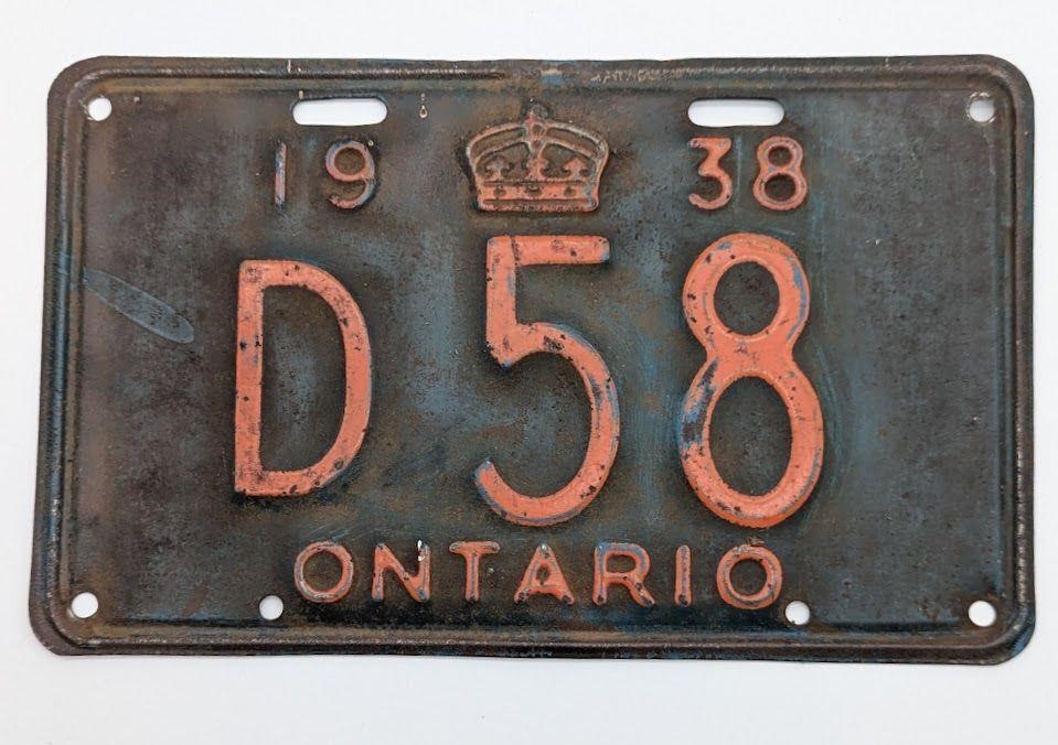 1938 Ontario License Plate