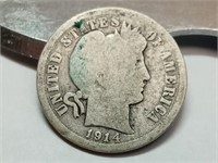 OF) 1914 silver Barber dime