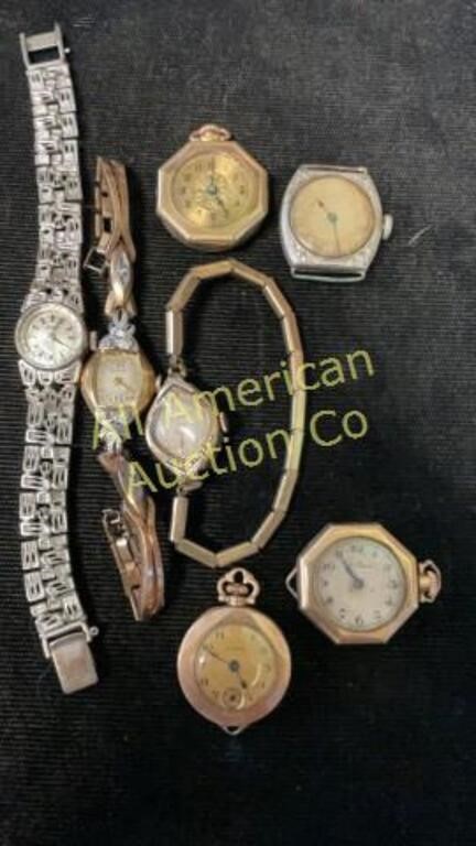 7 vintage ladies watches, Seiko, Herwalt, Bulova,