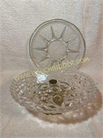 Glass cake stand and platter