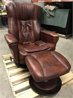 NO SHIPPING: faux leather recliner with ottoman