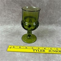Vintage Indiana Glass Kings Crown Green Goblet