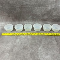 6 White Glass Custard Bowls