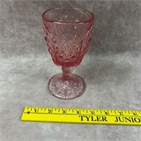 L.G. Wright Glass Daisy and Botton Pink Goblet
