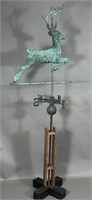 Full body leaping stag copper weathervane on
