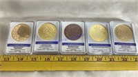 Historical coin replicas, gold layered