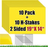 10 Pack Blank Yellow Yard Signs With Stakes, 19 X