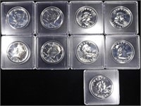 (5) PROOF FRANKLIN & (4) SILVER PROOF KENNEDY 50C