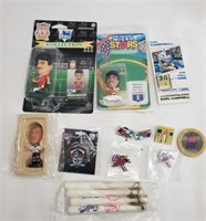 Assorted Bag of Sports Pins and Other Memorobilia