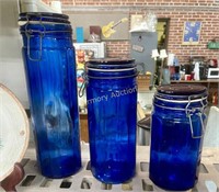 COBALT GLASS CANISTERS