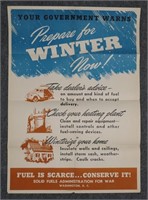 WWII Poster "Prepare for Winter Now" Poster