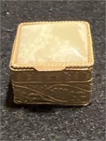 Vintage Gold Tone Pill Box Set with Stone