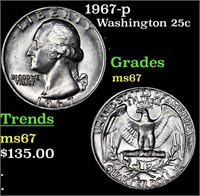 1967-p Washington Quarter 25c Grades GEM++ Unc