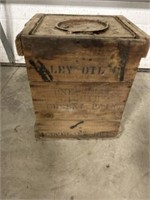Antique Ley oil wood crate oil container