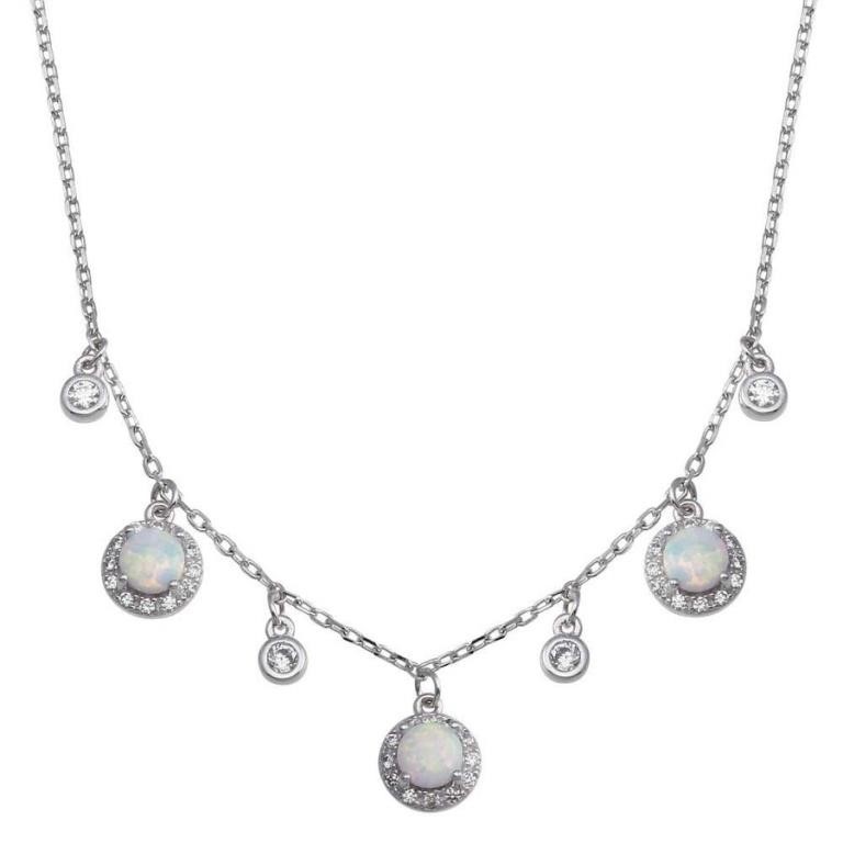 Sterling Silver Created Opal Necklace