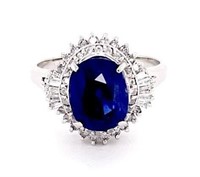 GIA Certified Platinum Sapphire & Diamond Ring