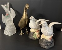 Brass Duck & Decorative Birds