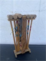 Vtg. Wooden Croquet Set