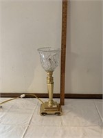 Vintage Brass & Crystal Torchiere Lamp 16"H