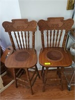 OAK PRESSED BACK BAR STOOLS