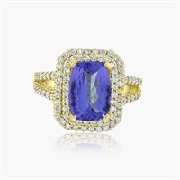 14K YELLOW GOLD 7.00CT TANZANITE 2.00CT DIAMOND RI