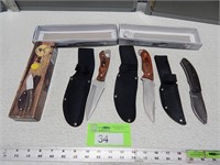 3 Hunting knives with sheaths; appear new