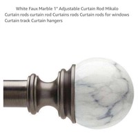 White Faux Marble 1" Adjustable Curtain Rod