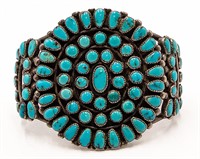 Zuni Turquoise Cluster Cuff Bracelet
