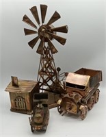 (D) Tin Windmill With  Music Box , Model T Dump