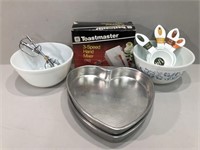 Mixer, Bowls, Heart Pans, Measuring Cups