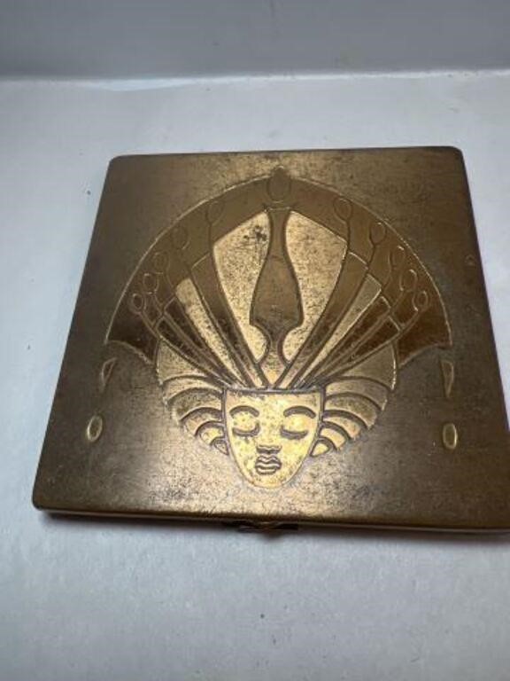 Vintage Art Deco Compact Copper and Brass Metal