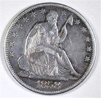1858-O SEATED HALF DOLLAR, XF+