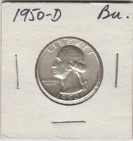US Coins 1950-D Washington Quarter AU