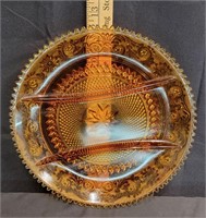 Indiana Tiara Amber Glass Starburst Platter