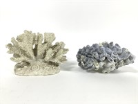 2 Blue & White Coral Specimens