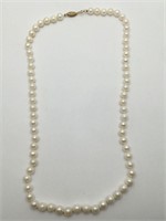 Pearl Beaded Necklace W 14k Gold Clasp
