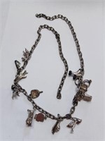 Marked Sterling Charms Necklace - Needs Repait
