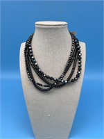 4 Black Metal Bead Necklaces