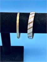 2 Bangle Bracelets , One With Mother Of Pearl