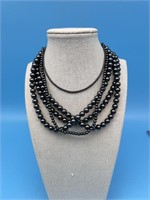 5 Black Metal Bead Necklaces