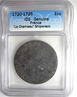 1720-1725 Ecu ICG Genuine "Le Chameau" Shipwreck