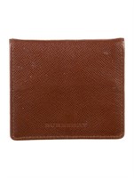 Bvlgari Brown Leather Nylon Lining Compact Wallet