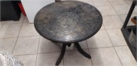 Small Wood Round Side Table 22" D 19"H