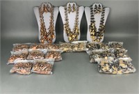 Large Bead and Leaf Multi Strand Jewelry Sets