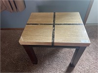 SQUARE FAUX MARBLE TABLE 28 WIDE X 23DEEP X 25 TAL