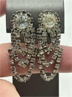 1940's Elegant Rhinestone Dangle Earrings