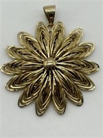 14K Yellow Gold Fine Figural Burst Style Pendant