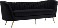 Meridian Velvet Sofa  Black  88 W x 30 D x 33 H