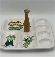 Vtg. pottery vegetable serving tray