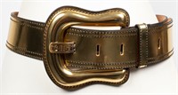 Fendi Metallic Gold-Tone Leather Belt